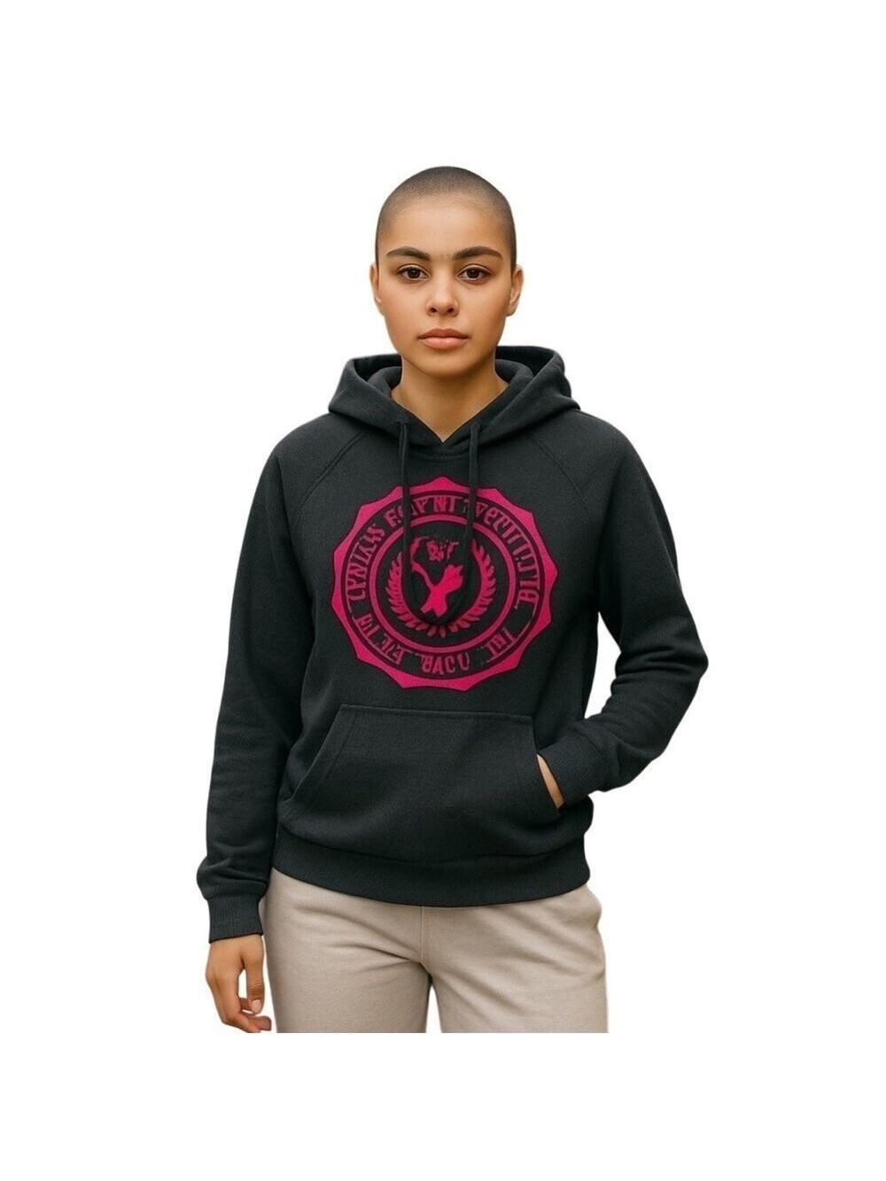 AMERICAN Eagle Outfitters hoodie drawstrings navy blue hot pink logo size XS